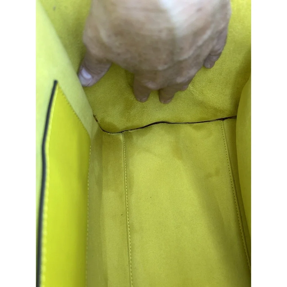 Prada Vitello Daino Yellow Leather Double Zip Tote Satchel Handbag